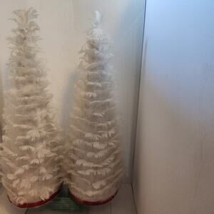 Vintage feather Christmas tree set 21 inches tall